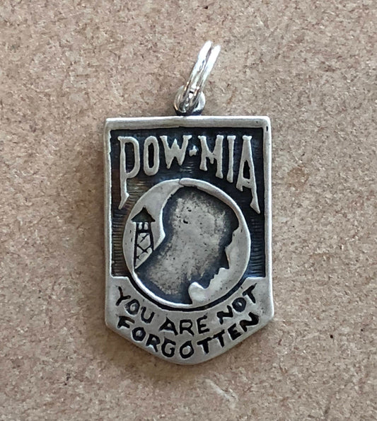 POW Prisoner of War Military Crest Charm Silver