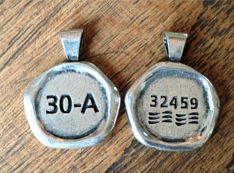 30A Pewter Charm Wax Sealed Zip Code
