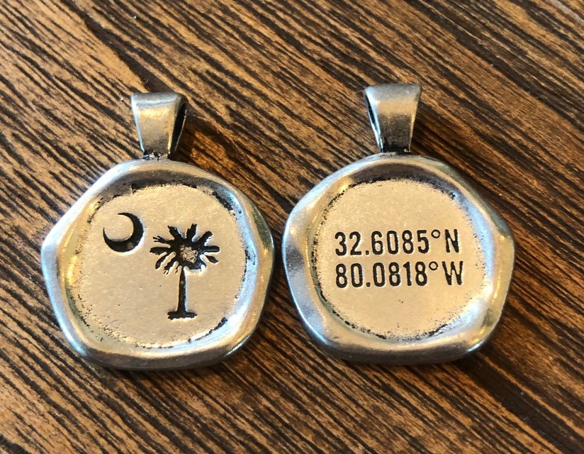 Charm South Carolina Palmetto waxed sealed pewter