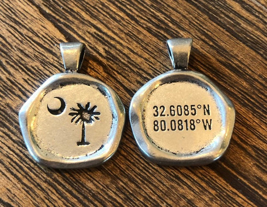 Charm South Carolina Palmetto waxed sealed pewter