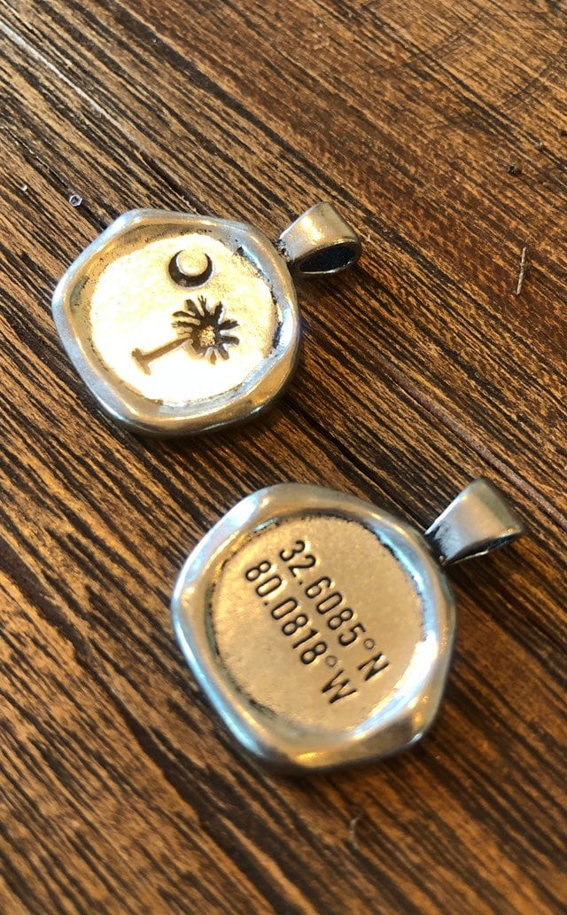 Charm South Carolina Palmetto waxed sealed pewter