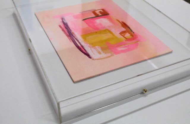 Custom Acrylic Shadow Box Frame with Canvas - Clear Box Made in USA