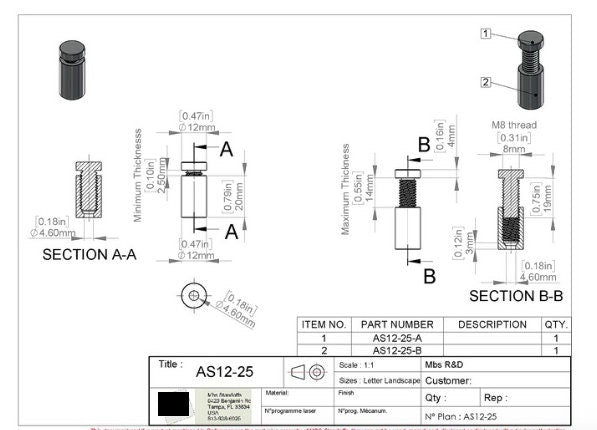 Aluminum Standoff Bolts: Floating Frame Hardware Set