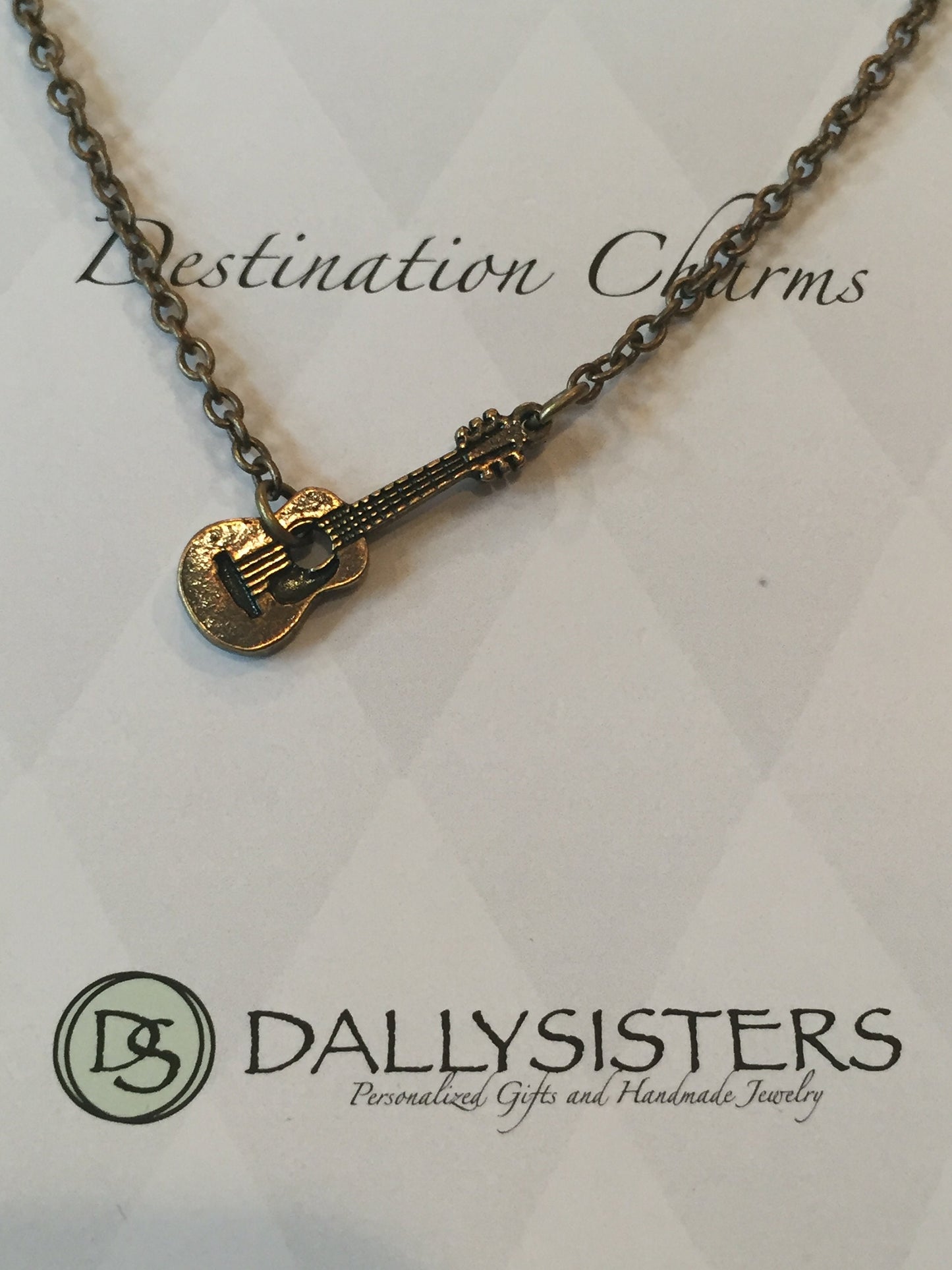 Nashville Guitar Charm Necklace Earrings Gift