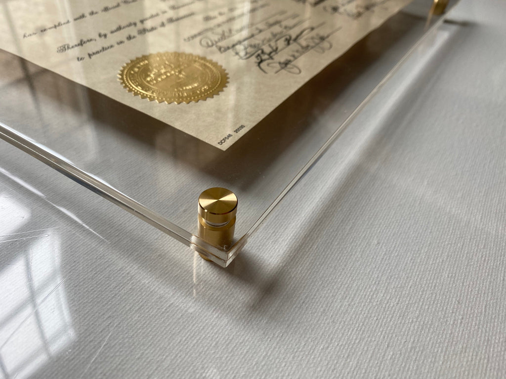 Acrylic Floating Frame: Diploma, Document, Photo - Custom Sizes