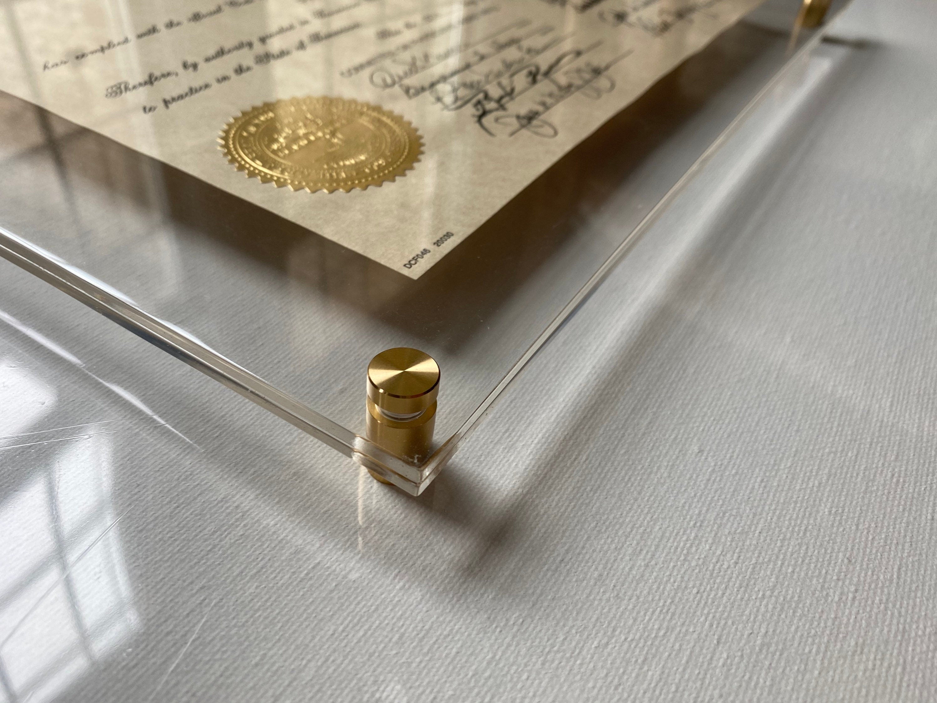 Acrylic Floating Frame: Diploma, Document, Photo - Custom Sizes