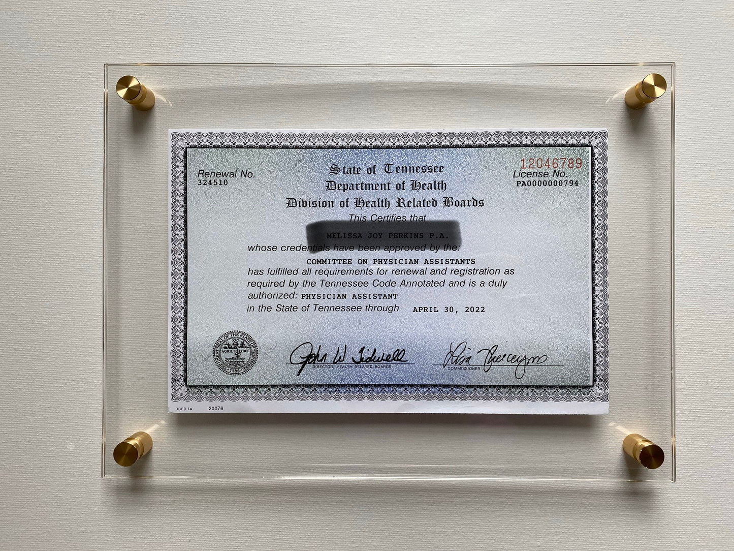 Acrylic Floating Frame: Diploma, Document, Photo - Custom Sizes