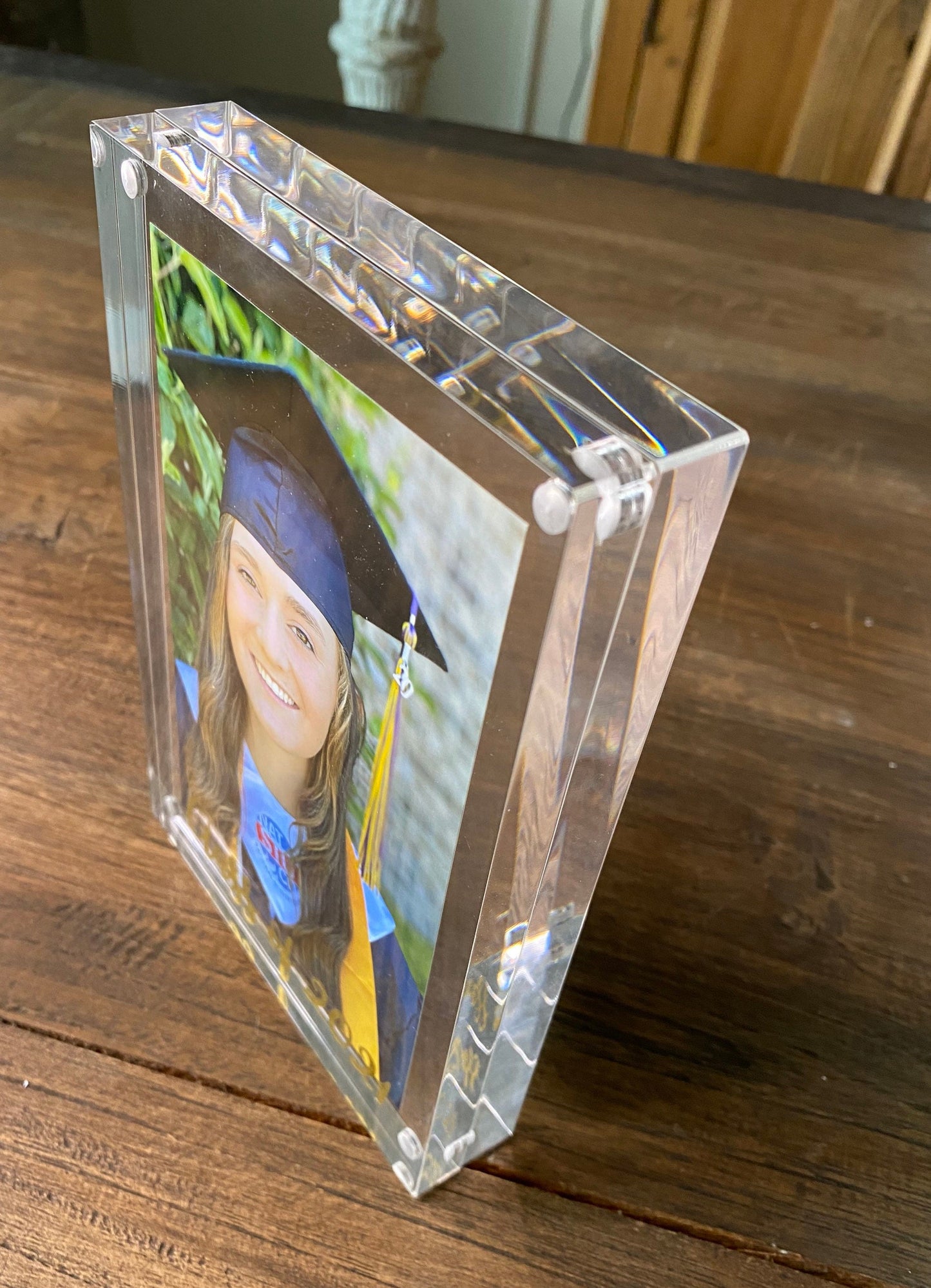 Acrylic Frame Magnetic 5x7 Clear Graduation School 1” Thick Stand Class 2023 Personalize