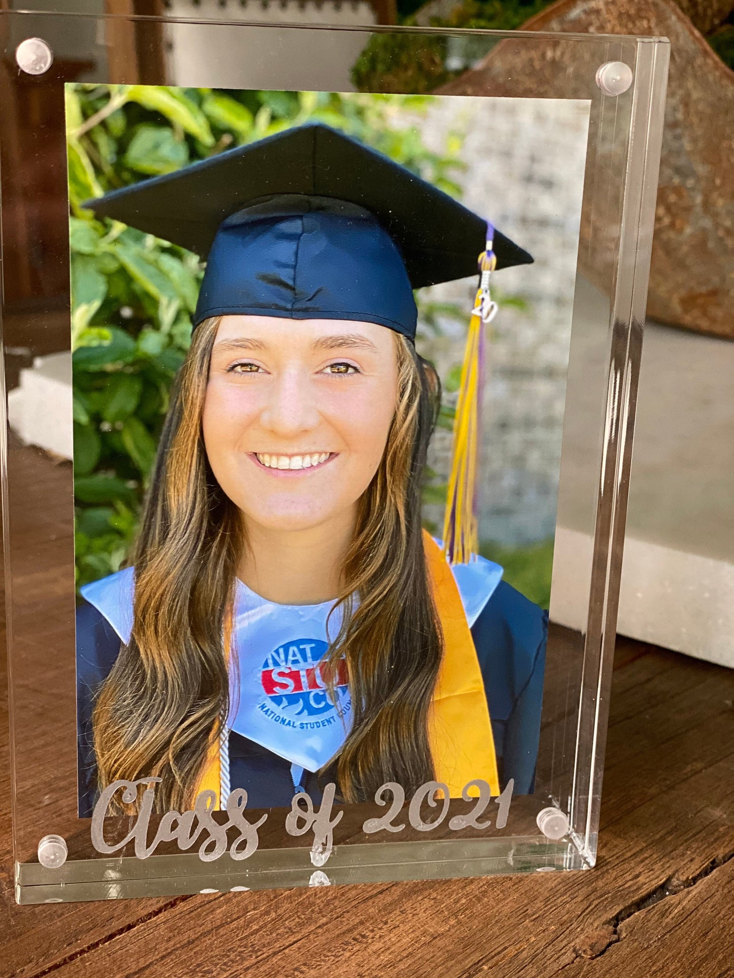 Acrylic Frame Magnetic 5x7 Clear Graduation School 1” Thick Stand Class 2023 Personalize