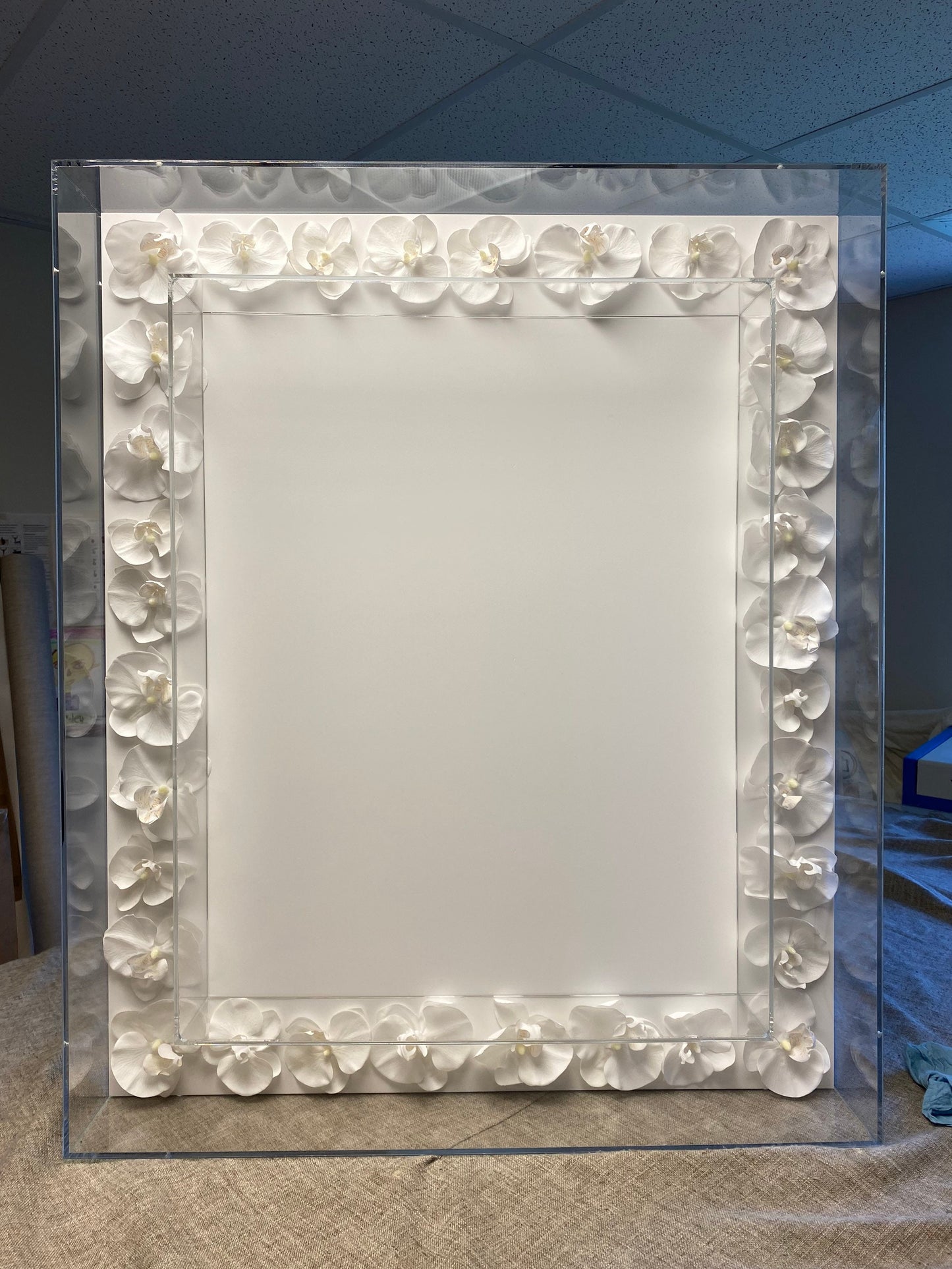 Acrylic Mirror Frame 35x45x6 With 6" channels for flowers