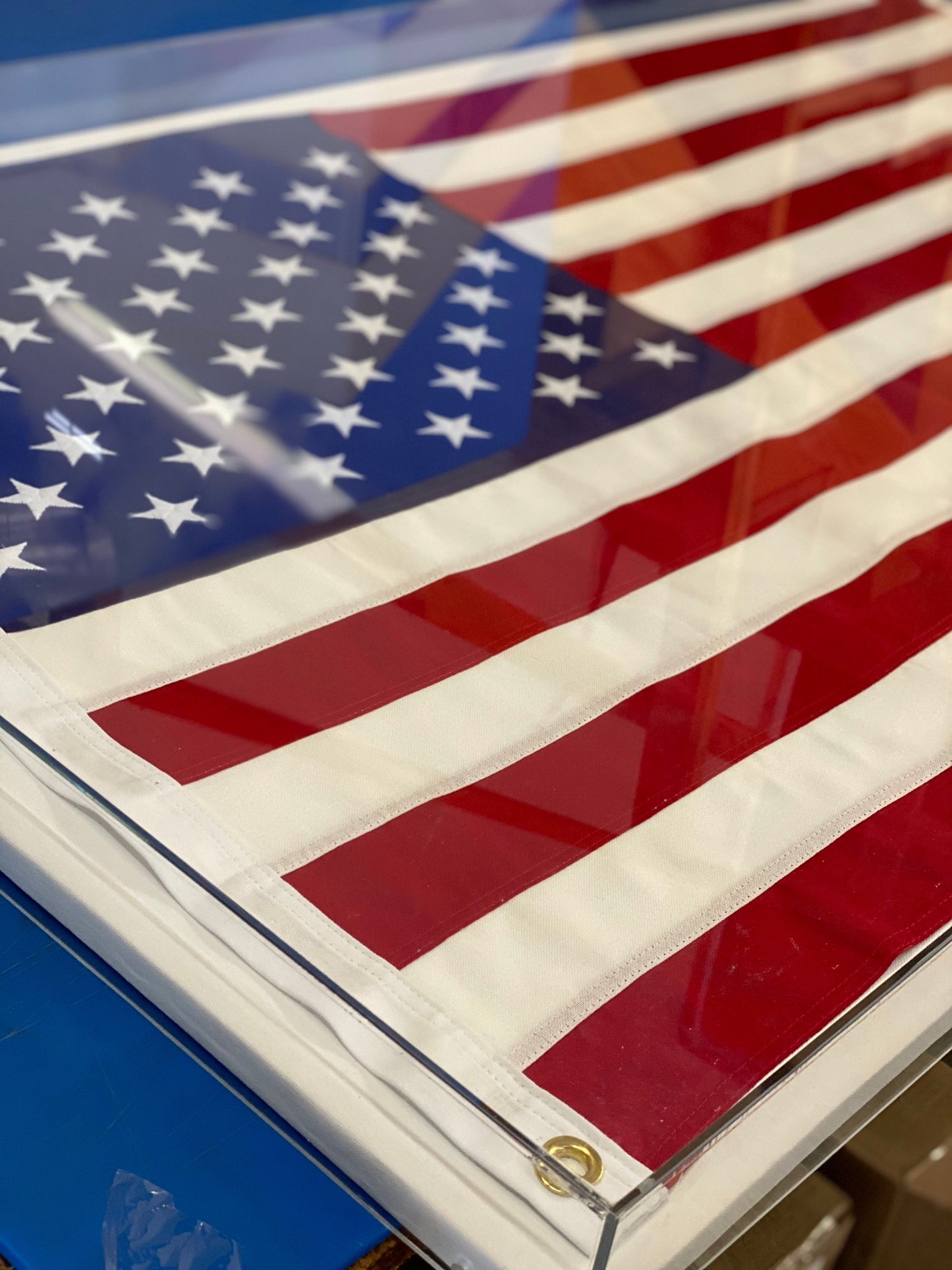 American Flag in Acrylic Shadow Frame Antique Flag Available USA-made