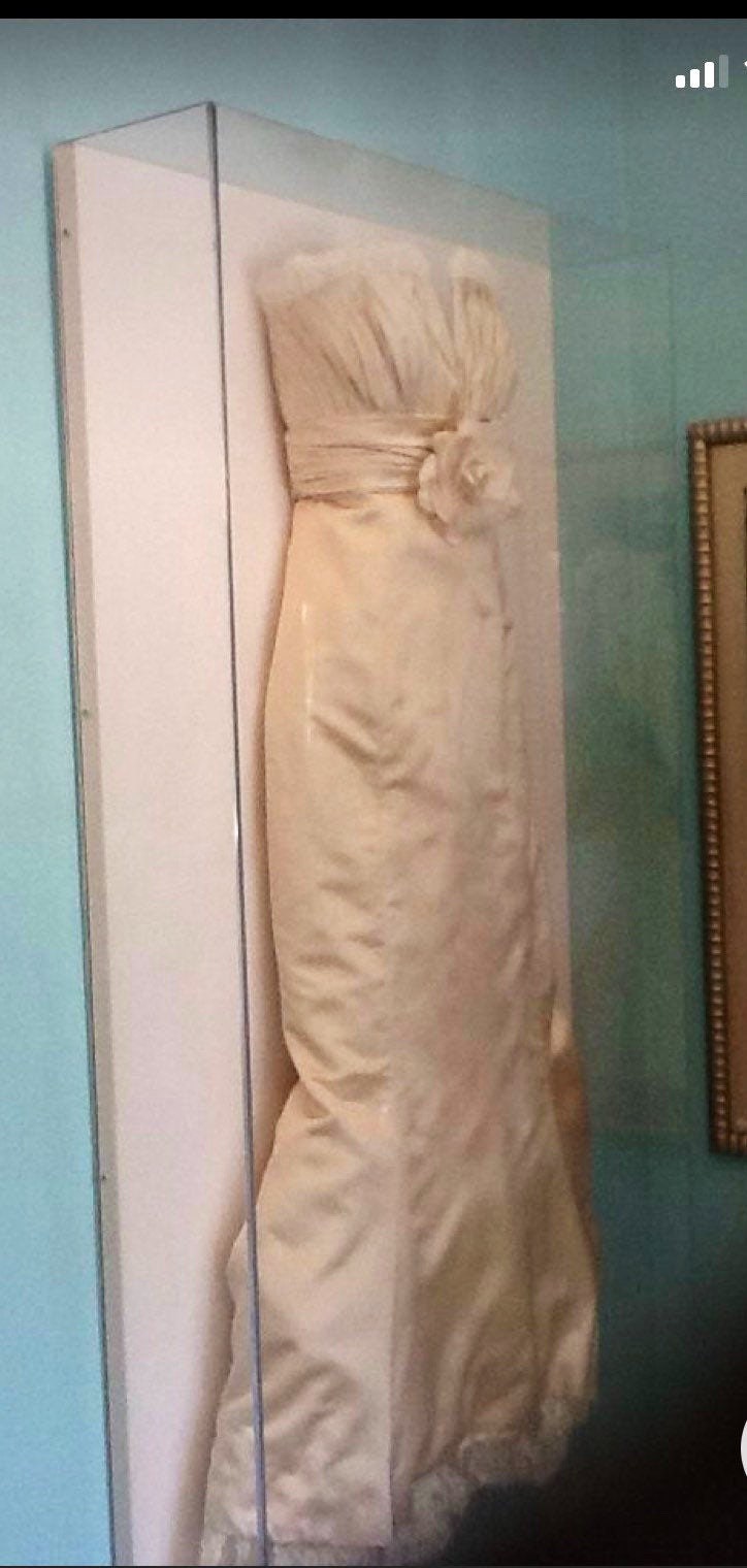 Acrylic Wedding Dress Frame with a White Canvas Backing 40x70x10 Custom Frames Custom Sizes