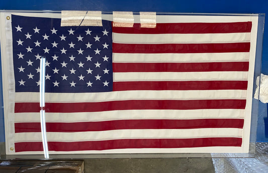 Framed American Flag: Embroidered Acrylic Shadow Box - Ready to Hang