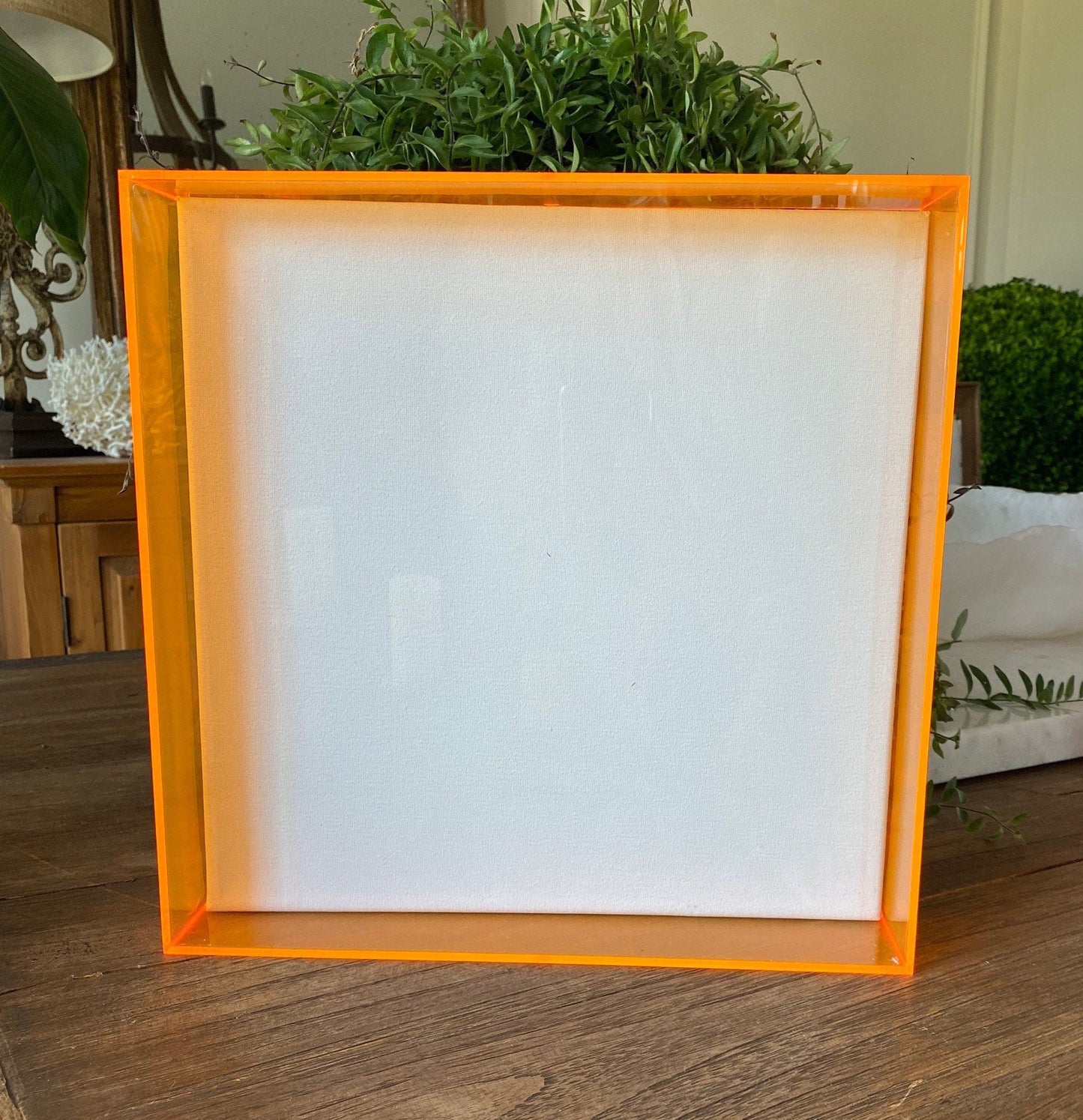 Neon Acrylic Shadow Box Frame: Custom Sizes, Canvas Backing