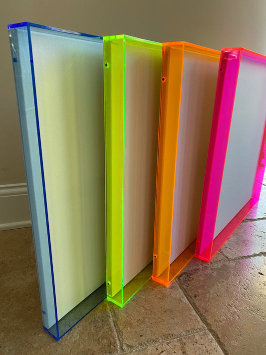 Neon Acrylic Shadow Box Frame: Custom Sizes, Canvas Backing