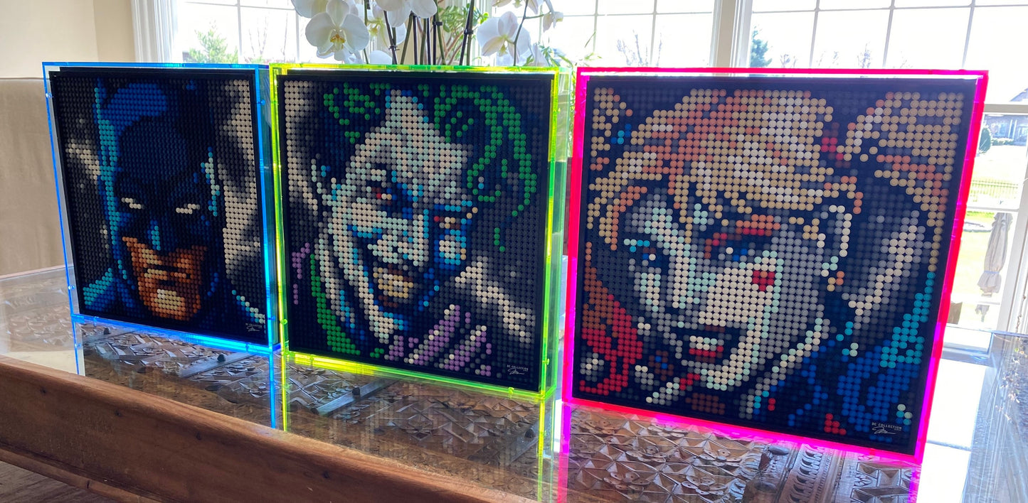 Neon Acrylic Shadow Box Frame: Custom Sizes, Canvas Backing