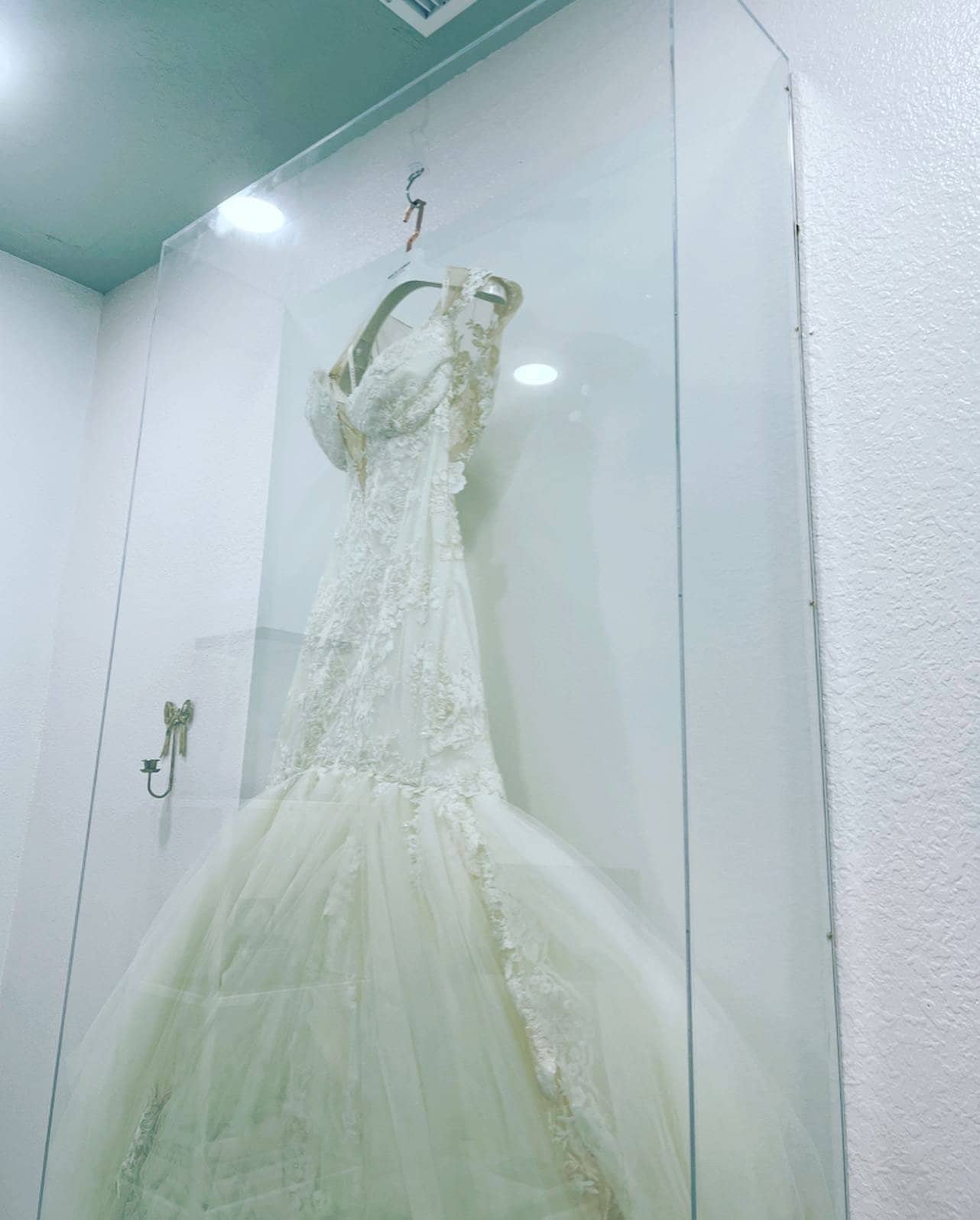 Acrylic Wedding Dress Frame with a White Canvas Backing 40x70x10 Custom Frames Custom Sizes