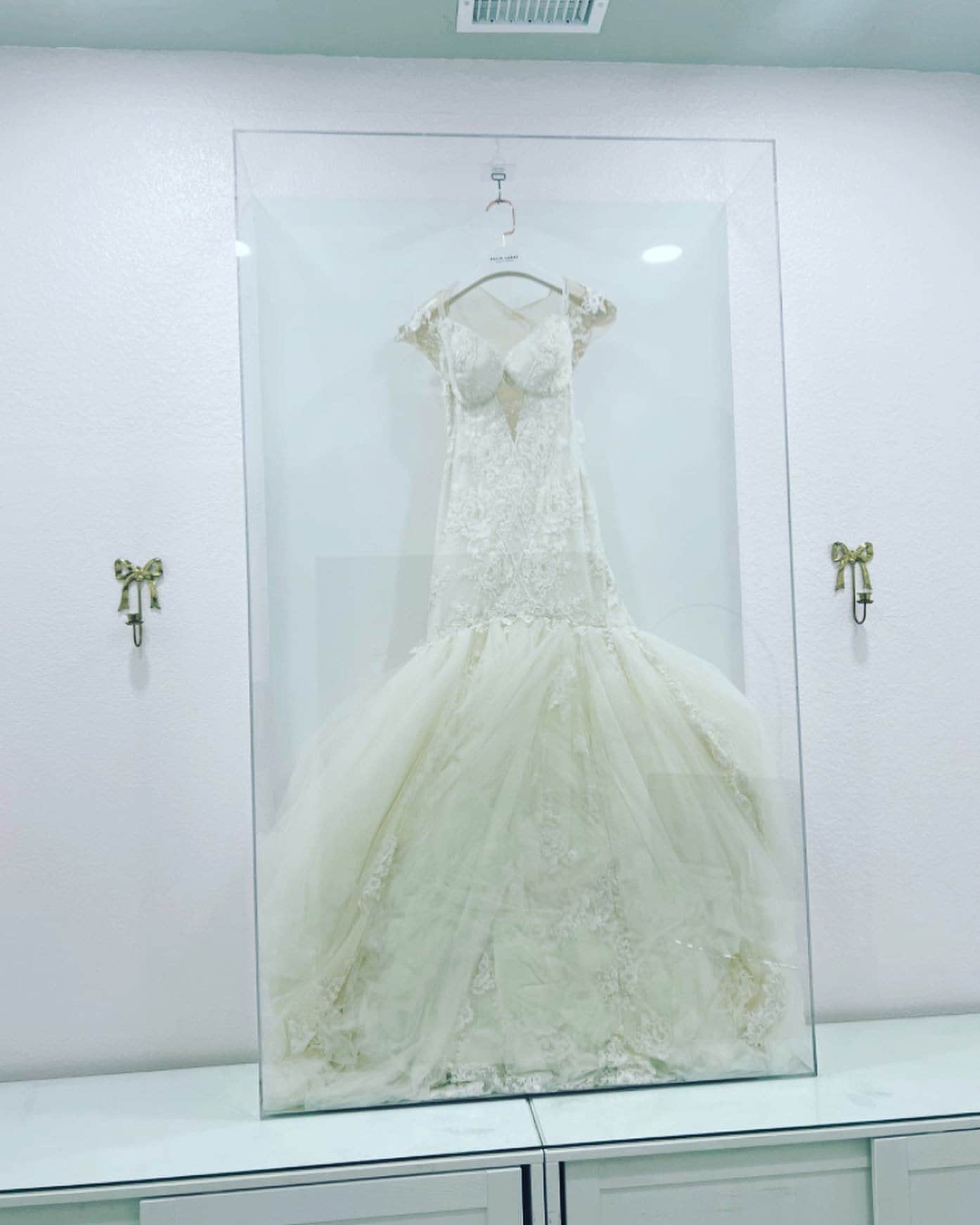 Acrylic Wedding Dress Frame with a White Canvas Backing 40x70x10 Custom Frames Custom Sizes