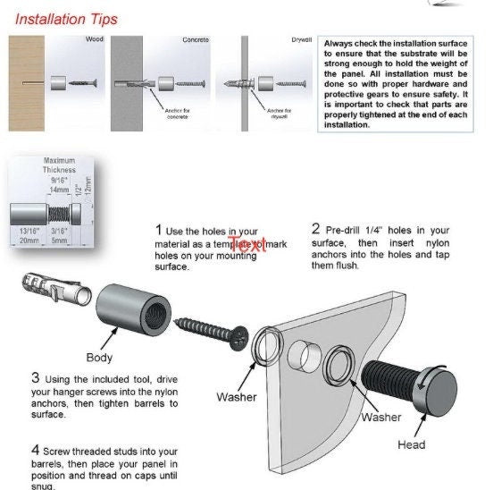 SALE Acrylic Floating Frame: Wall Hanging Mount, Bolt Color Choice