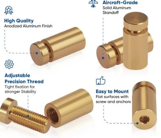 Colored Standoff Bolts: Acrylic Floating Frame Hardware Set