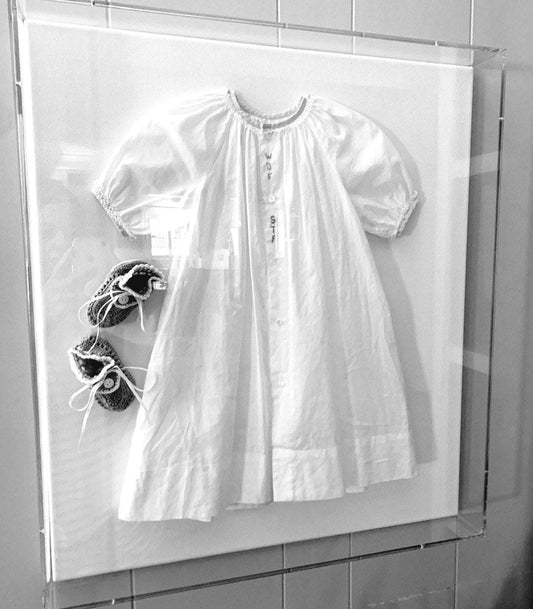 Acrylic Frame Shadow Box Baby Gown Christening Baptism Newborn Kit Comes with Canvas Custom