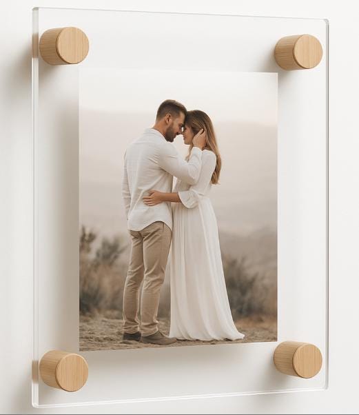 Acrylic Scarf Frame: Floating Display with Silver Bolts, Custom Sizes