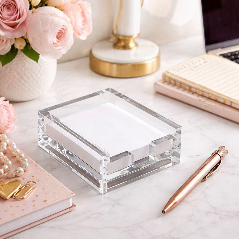 Notepad Holder Acrylic Desk Clear Paper Gift Modern